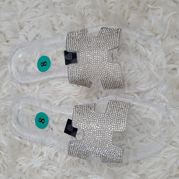 P011   Steven New York Clear Blingy Slip-on Slipper. - Picture 1 of 6